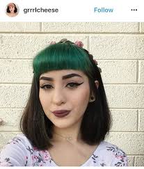 Grrrlcheese Green Bangs Black Hair Makeup Bob Makeup Amp Hair Bangs Black Bob Green Grrrlcheese Hair Makeup Cabelo Com Franja Cabelo Preto Cabelo