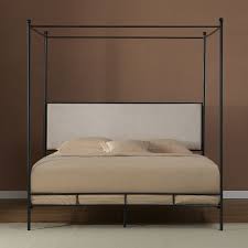 No additional box spring or foundation required. King Size Metal Canopy Bed Cream Color Upholstered Headboard Fastfurnishings Com