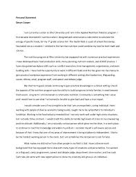 Personal Statement Nutrition