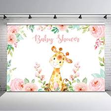 Grab these adorable giraffe baby shower decorations for the next baby shower you're hosting. Amazon Com Mocsicka Girl Giraffe Baby Shower Backdrop Pink Safari Baby Shower Photo Background 7x5ft Jungle Giraffe Pink Flower Backdrops Baby Shower Banner Decors Supplies Camera Photo