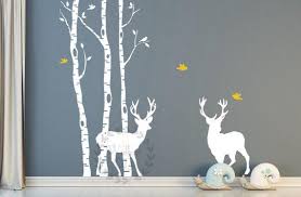 Birch Tree Wall Decal Canada Nom Personnalise Mur Decalque Mur De La Pepiniere Decalque Mur Etsy Tree Wall Decal Deer Wall Mural Tree Wall Decal Living Room