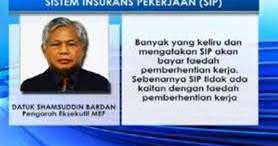 Mulai januari 2018, majikan dan pekerja sektor swasta dikehendaki membuat caruman tambahan perkeso sebanyak 0.4% (0.2% syer majikan dan 0.2% syer pekerja) daripada gaji bulanan bagi tujuan skim insurans pekerjaan (sip). Sistem Insurans Pekerjaan Sip Bayaran Bulanan Kepada Pekerja Yang Hilang Kerja Bukan Untuk Bantu Jelas Hutang Majikan Kepada Pekerja Charles Hector