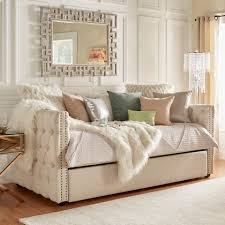 The stone bay full bed with trundle from folio 21 furniture features beautiful square moldings the westwood designs olivia full panel bed with trundle brings elegant style to your child's bedroom. Three Posts Scribner Button Tufted Full Daybed With Trundle Reviews Wayfair