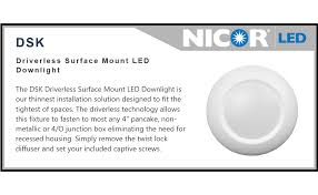 These traditional ac led drivers use switching topologies and resistors to control the led current, this switching causes heat which reduces the. Nicor Lighting Dsk42061204kwh Dsk V2 4 Inch Driverless Surface Mount Led Downlight 4000k Amazon Ca Electronics