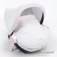 Atelier Universal Car Seat Cover With Footmuff White Pink Pasito A Pasito 60 00 The Online Baby Boutique