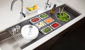 Double bow with matching strainer and flange. Galley Ideal Workstation 6 Large Kitchen Sink Salad Buffet In Graphite Wood Composite Teakwood Builders