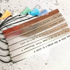 Personalised Book Mark Stamped Aluminium Customised Bookmark Readers Gift Book Lover Coloured Tassel Page Marker Christmas Present Personalized Books Gifts For Readers Page Marker