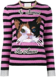 Farfetch Gucci L Aveugle Par Amour Jumper Cat Sweaters Cashmere Wool Coats Jackets Women