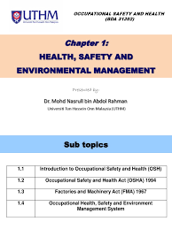 Healthy means free from illness or injury attributable to occupational causes 01 Health Safety Environmental Mgmt Lecture Note Bda Occupational Safety And Health Occupational Safety And Health Administration
