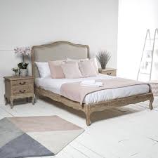 French Weathered Limed Oak Upholstered Low Foot Board Bed Super King Size Grosvenor Furniture King Bedroom Furniture Comfortable Bedroom Decor French Style Bed