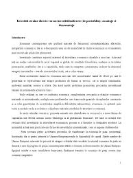 Privind investitiile straine de capital social, cu exceptia investitiilor imobiliare, se observa o. Investitii Straine Directe Versus Investitii Indirecte