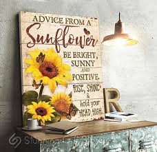 While they grew abundantly on the great plains, sunflowers were first purposely cultivated by native americans in the southwest or mississippi river valley area as a source of medicine, fiber, seeds, and oil. Stunning Gift Canvases Sunflower Canvas Advice From Sunflower