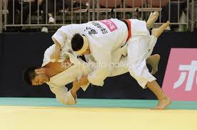 A winning point awarded in a sparring competition for a perfectly executed technique. Kaihan Takagi Throws Tatsuki Masubuchi Ippon All Japan Judo Championships 2015 Images Judo Posters