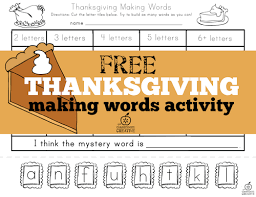 Free Thanksgiving Making Words Activity