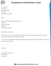 Employment Verification Letter Editable Pdf Pack Of 5 Letter Template Word Letter Of Employment Letter Templates