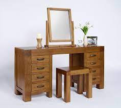 Interior Design For Dressing Table And Varnished Wooden Stool With Bathroom Vanities Also Vanity Mirrors Luxurio Rustic Oak Desk Rustic Oak Furniture Furniture