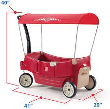 Red resin children's wagon, with all around canopy. Amazon Com Step2 All Around Canopy Wagon Red Toys Games