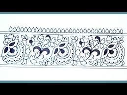 How To Draw Hand Embroidery Saree Border Designs Youtube Flower Drawing Saree Border Hand Embroidery Designs