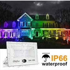 60w Rgb Led Flood Light 2 Pack Remote Control Dimmable 16 Color Change Olafus