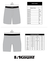 Size Chart Shorts 5kount
