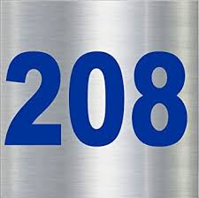 Number Plate 208 Room, Hotel, Hospital, Lodge,Apartment, Flat,Door  No,College, Library, Rack Numbers Warehouse, Steel Brushed Type Color ACP  Board with PVC Waterproof Blue Sticker : Amazon.in: Office Products