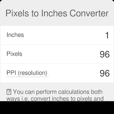 In the example shown, the formula in d5 is: Pixels To Inches Converter