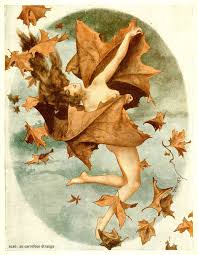 Fab Fall Vintage Parisian Flapper In Leaves Art Nouveau Autumn Flapper Art Beautiful Art Print Vintage Illustration