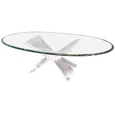 Tangkula glass coffee table, 42.5 l × 20 w ×14 h, acrylic coffee table, clear tempered glass coffee table, international occasion tea table, waterfall table with rounded edges (clear glass). Mid Century Coffee Table With Lucite Base And Glass Top For Sale At 1stdibs