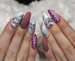 Marble And Sugar Nail Coffinnails Sugarnail Marblenails Sugar Nails Marble Acrylic Nails Flare Nails