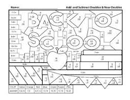 Doubles Near Doubles Add And Subtract Color By Numbers Back To School Ws Adding And Subtracting Color By Numbers Subtraction