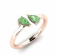 9K Rose Gold Pear Green Diamond Engagement Ring Nano