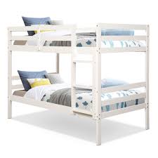 Costway Twin Over Twin Wood Bunk Beds Ladder Safety Rail Espressowhite Walmart Com Walmart Com