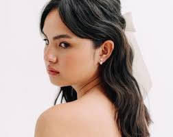 Monogram Bow Satin Ribbon Barrette Hair Clip