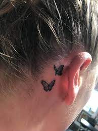 Tattoo Butterflytattoo Halfbutterflytattoo Tattoo Wavetattoo Behind Ear Tattoos Behind Ear Tattoo Back Ear Tattoo
