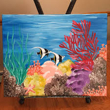 Watercolor and gouache underwater coral reef painting. Simple Acrylic Simple Coral Reef Painting Novocom Top