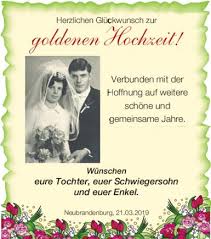 Die beiden haben drei söhne, eine tochter und sieben enkelkinder. Glckwunsch Goldene Hochzeit Nordkurier Anzeigen