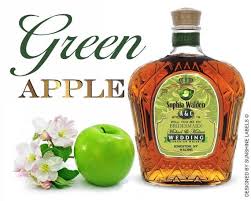 Personalized Gold Crown Royal Green Apple Label Wedding Liquor Bottle Labels Bridesmaids Personalized Green Apple