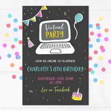 Parents are hosting elaborate $300 zoom birthday parties with magicians and artists while kids can't get together. Virtual Party Invitation Kids Zoom Facebook Birthday Invite Digital Online Ebay In 2020 Kids Invitations Christmas Birthday Invitations Facebook Birthday