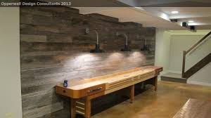 Table Shuffleboard Basement Farmhouse With Barn Light Barnwood Basement Beam Ceiling Man Cave Reclaimed Shuf Rustic Basement Shuffleboard Table Basement Design