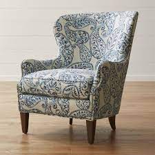 It's perfect for providing a place to perch while lacing up your favorite footwear before running out the door. Blue And White Paisley Wingback Chair