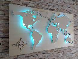 world map of wood led lighting stern decoration world map art world map decor map wall decor