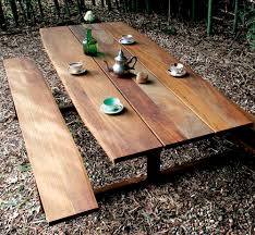 Set icons of retro furniture and home accessories. Contemporary Bench And Table Set Hammer Extendo Solid Wood Oak Walnut