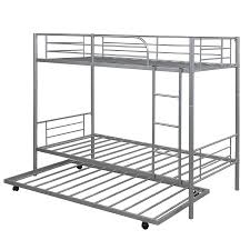 Because bunk beds are designed to not use a box spring, the additional 9 inches of height will make a bunk bed unnecessarily high. Casainc Twin Over Twin Metal Bunk Bed With Trundle Can Be Divided Into Two Beds No Box Spring Needed Sliver In The Bunk Beds Department At Lowes Com