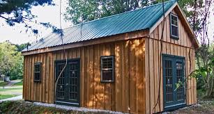 Pine Board Batten Garages Horizon Structures Cabin 1 Colors But With White Windows Ok Wooden Garage Rustic Shed Shed