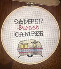 39 x 55 (wide x high) needlework fabric: Fo Gift For A Friend Camper Sweet Camper Pinterest Pic For Inspiration Crossstitch
