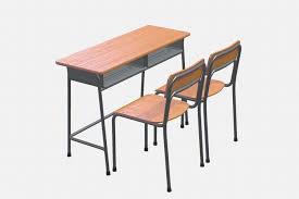 School Desk And Chair 2 Places 3d Model