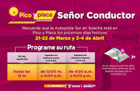 Check spelling or type a new query. Soacha Implementara Pico Y Placa Para Este Puente Festivo Y Retorno De Semana Santa