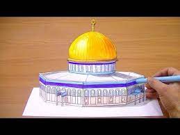 رسم قبة الصخرة القدس بتقنية ثري دي خدع بصرية ثلاثية الابعاد trick 3d art youtube
