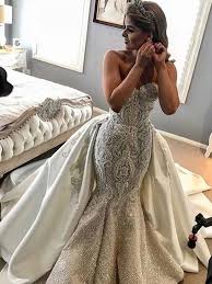 Gorgeous Shiny Beading Lace Strapless Overskirt Wedding Dresses Ab1525 Gowns Dresses Wedding Dresses
