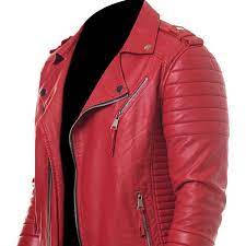 Mens Red Mr 18 Prestige Homme Biker Synthetic Leather Jacket At Amazon Men S Clothing Store White Denim Jacket Mens Leather Jacket Mens Jackets